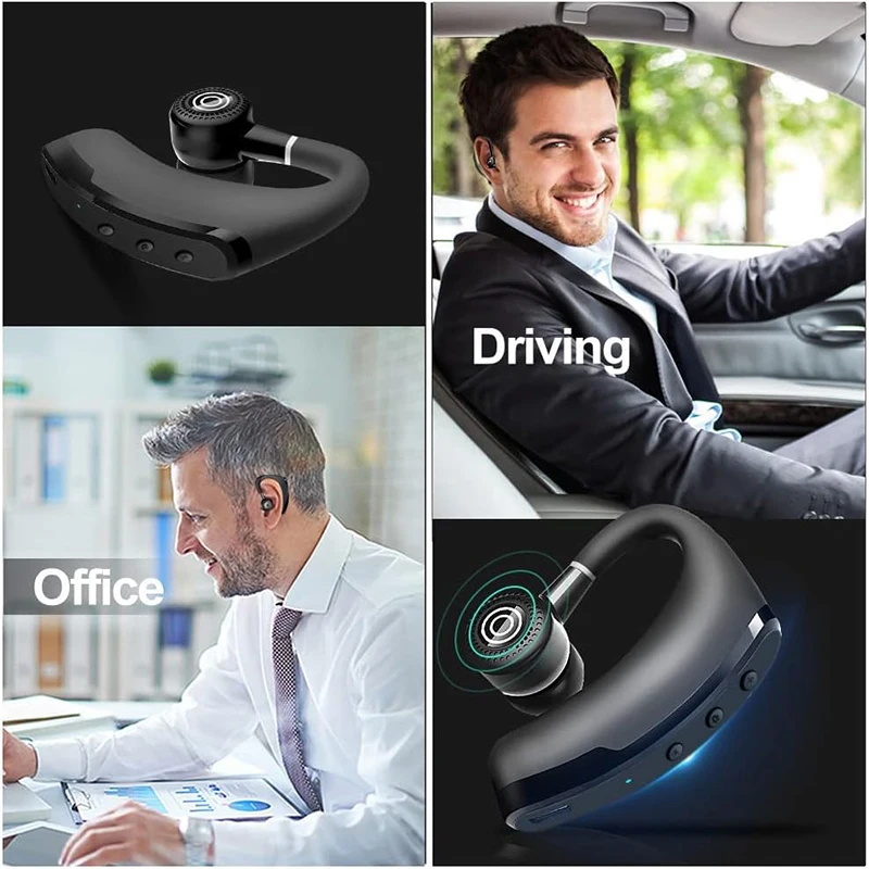 Черная Bluetooth-гарнитура V9 беспроводной бизнес-одиночный наушник голосовой ответ