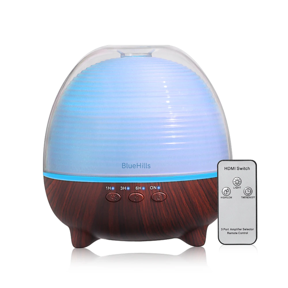 

600 ML Premium Essential Oil Diffuser with Remote - Dark Wood Grain -S03