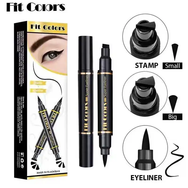 

2 In1 Winged Stamp Liquid Eyeliner Pencil Water Proof Fast Dry Double-ended Black Seal Eye Liner Pen Make Up for Women Cosmetics