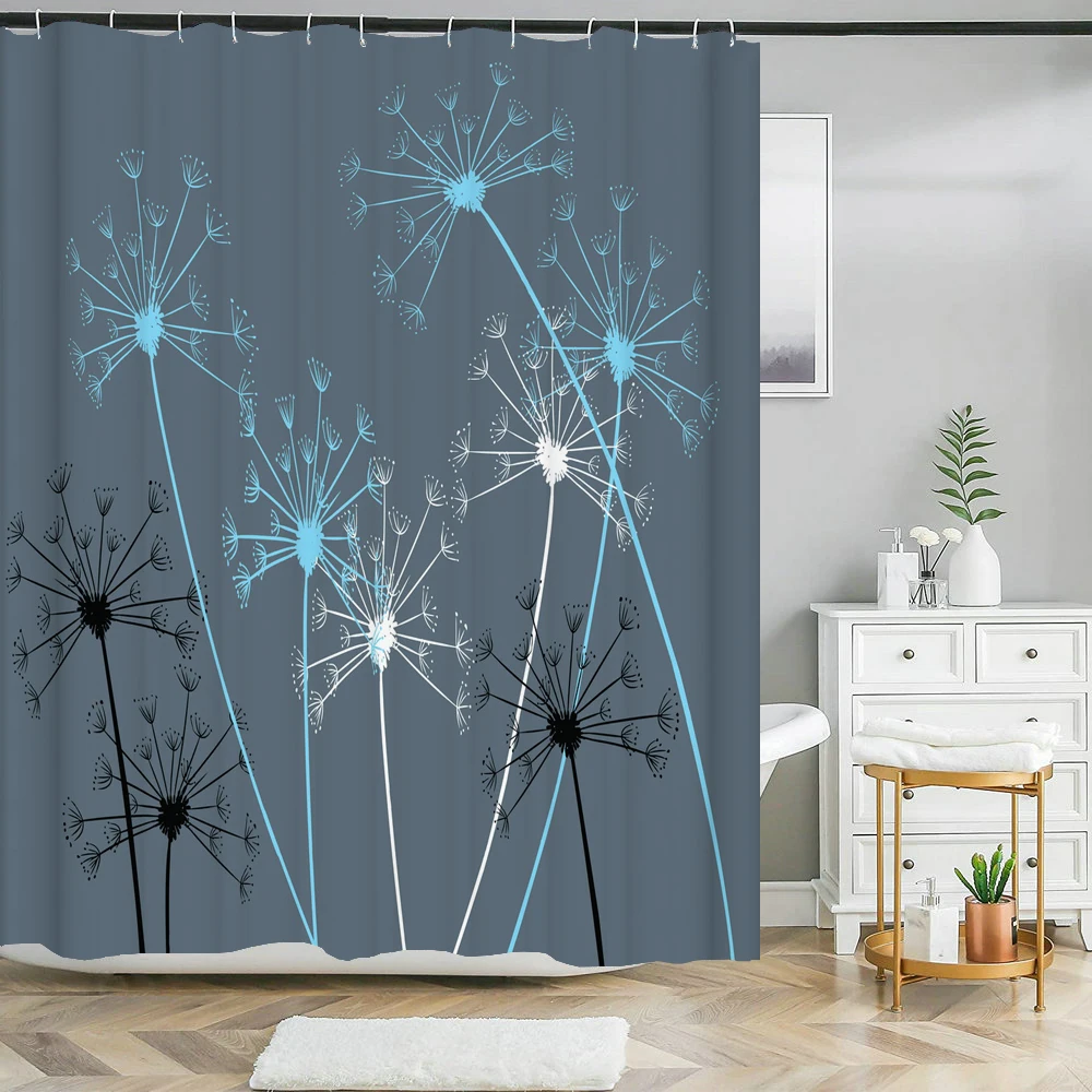 

Bathroom Waterproof Shower Curtain Dandelion Flowers Plant Pattern Printing Polyester Home Decoration Curtain With Hooks