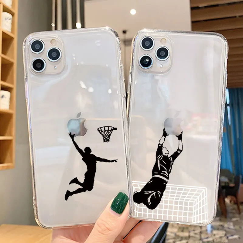 

Funny Basketball Clear Case for IPhone 13 12 Mini 11 Pro XS Max X XR 7 8 6 S Plus SE 2 Transparent Football Soft TPU Back Cover