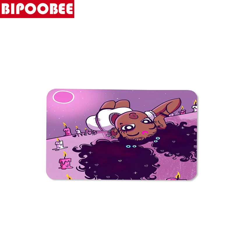 Милые волнистые волосы, душевая занавеска для чернокожей девочки, афроамериканский комплект для ванной, антискользящие коврики, луна, свеча, крышка для унитаза и ванная коврик.