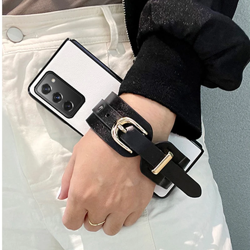 

Милый чехол из искусственной кожи с ремешком на запястье для Samsung Galaxy Z Fold 3 2