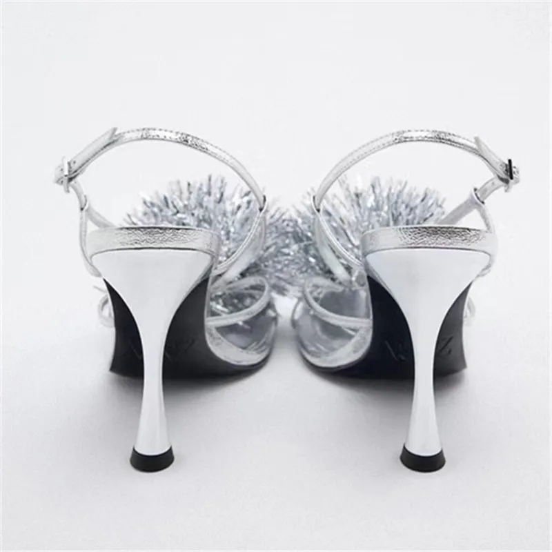 TRAF Women Heeled Sandals 2022 Summer high heels Elegant Woman Heeled Shoes Sexy High Heels Party Prom Shoes Designer Luxury