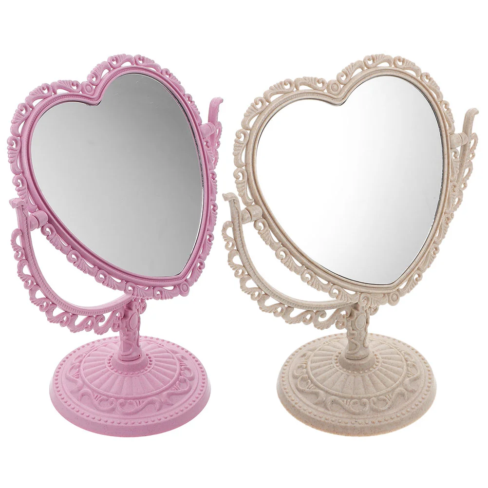 

Mirror Table Decor Multifunctional Household Shaped Heart Tabletop Adorn Home Dressing Room Gothic Rotatable Vanity Desktop