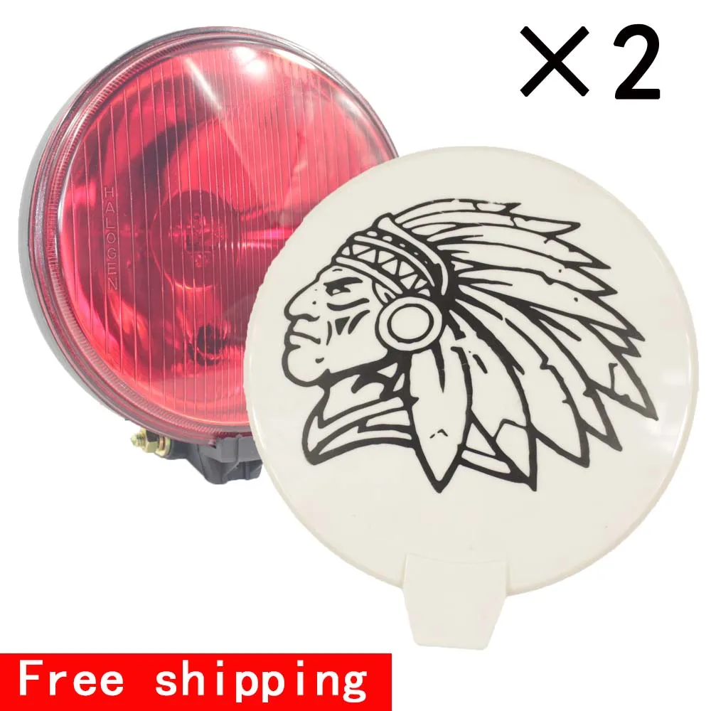 

2X Fog Spot Lights Red 7.5" Halogen H3 Pilot 24V Round Driving for Car Van Bar