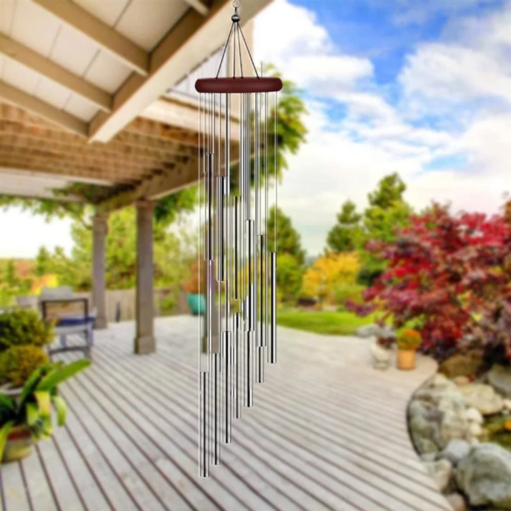 

12 Tubes Wind Chimes Aluminum Tube + Pine Metal Pipe Wind Chimes Bells Decor Memorial Wind Chimes Outdoor Ornaments