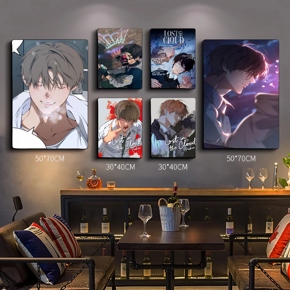 Потерянный в облаке белая бумага плакат водостойкая бумажная наклейка кофейня