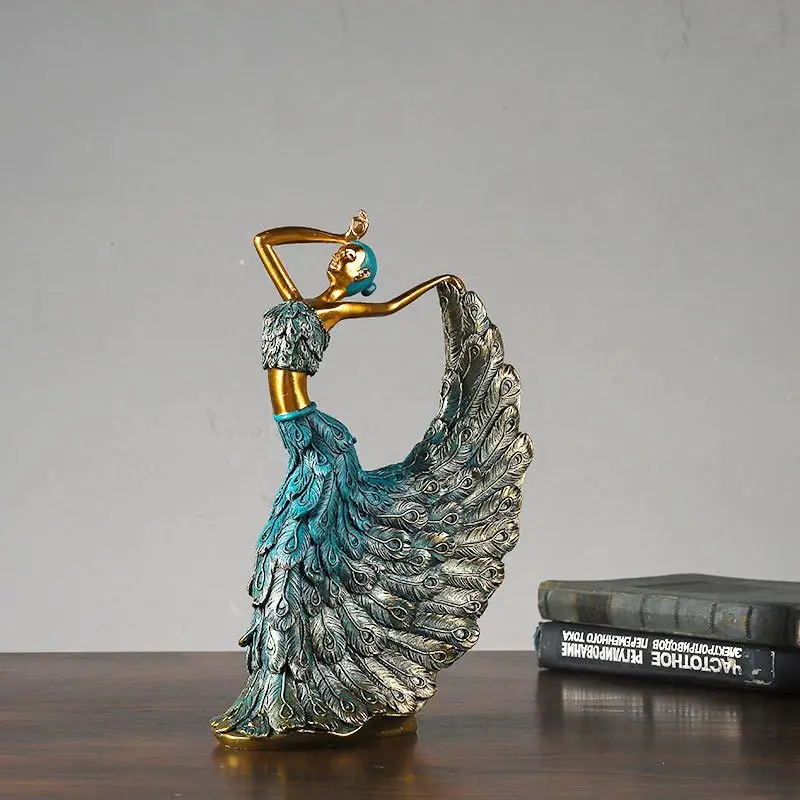 

Dancer Figurines Peacock Abstract Art Ornament Statue Resin Sculpture Model Home Office Decoartion Craft Desktop Decor