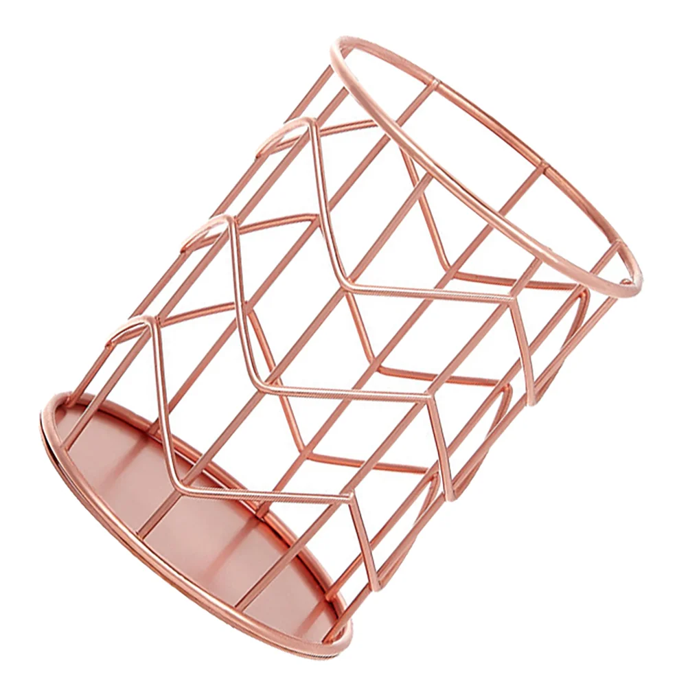 

Wrought Iron Storage Tube Pen Holder Container Durable Office Tabletop Simple Desktop Organizer Multipurpose Wire