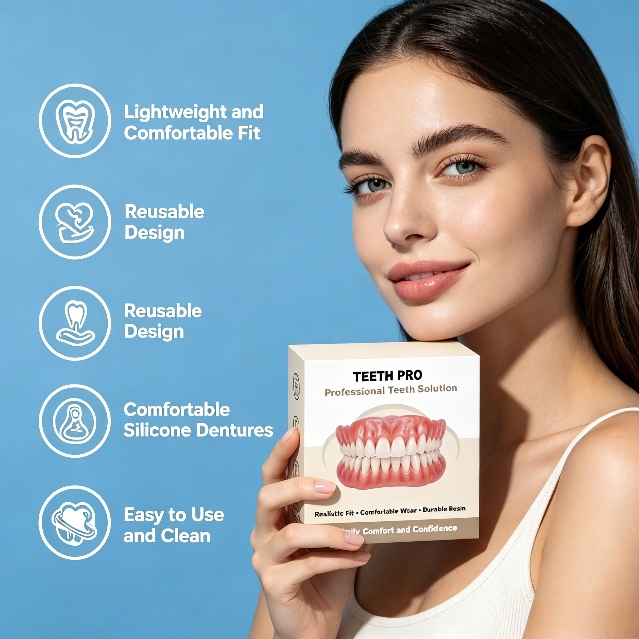 Ограниченное количество: Зубные протезы ORALHOE Gel Fit из полимерной смолы, комфортные и долговечные искусственные зубы для замещения отсутствующих зубов, легко чистятся. (art.: 3920dbaac780a) - 3920dbaac780a