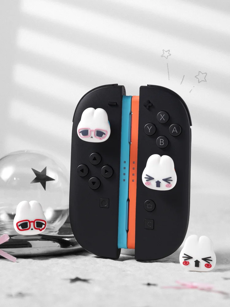 Фото Силиконовые накладки на джойстики для Switch 2 Ns2 с мультяшным рисунком кролика, противоскользящие, улучшенная защита, аксессуары №5