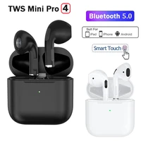pro 4 tws earphone bluetooth 5 0 rename wireless mini earbuds with charging case sports handsfree stereo headset for smartphones