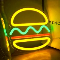 custom hamburger neon light acrylic pineapple shape fast food wall neon signs for party shop restaurant home decoration 5v 20cm