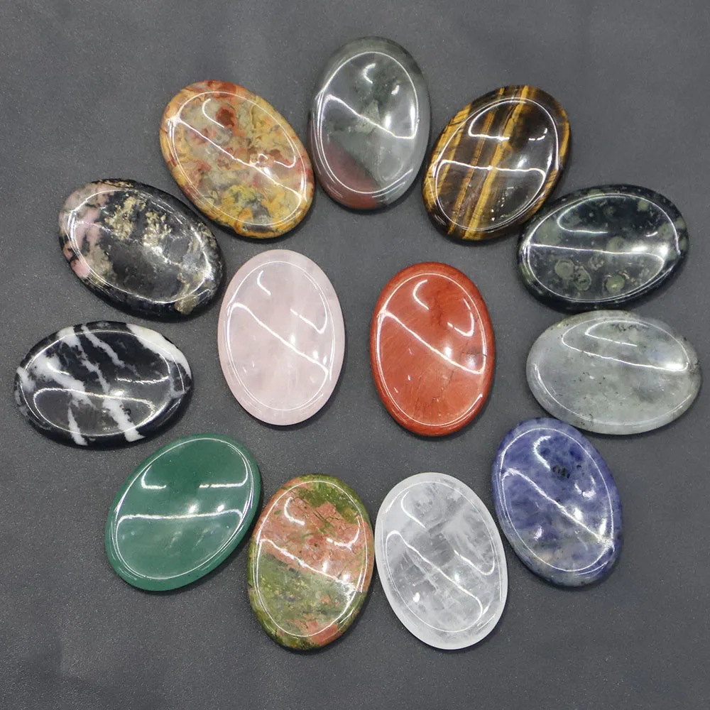 

Natural Stone Oval Thumb Massager Palm Energy Worry Therapy Agate Reiki Charms Healing Meditation Spiritual Minerales Decor 6Pcs