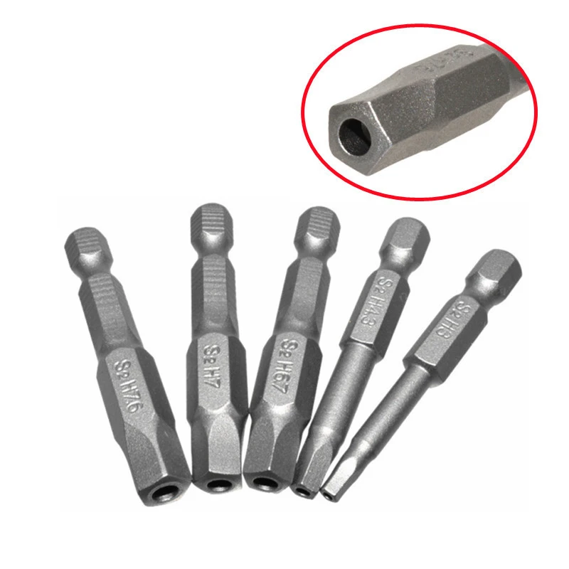 

5pcs Hollow 5-Point Screwdriver Set Pentagon Batch Head 50mm H3-H7.6 S2 Alloy Magnetic Screw Driver Hand Tools for Mechanic