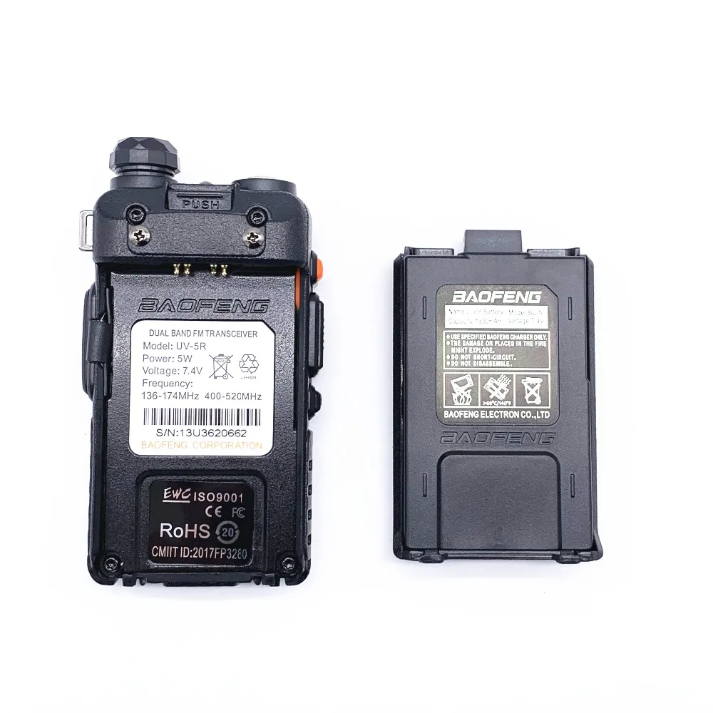 2PCS BaoFeng UV 5R Walkie Talkie 5w CB Ham Radio hf fm Transceiver 128CH VHF&UHF Handheld Radio Station For Hunting 10km UV-5R