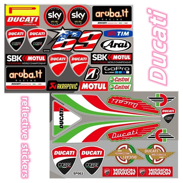 Ducati Motorcycle Logo Decals Set Stickers for Ducati Monster Multistrada Diavel Superbike SuperSport Streetfighter 1