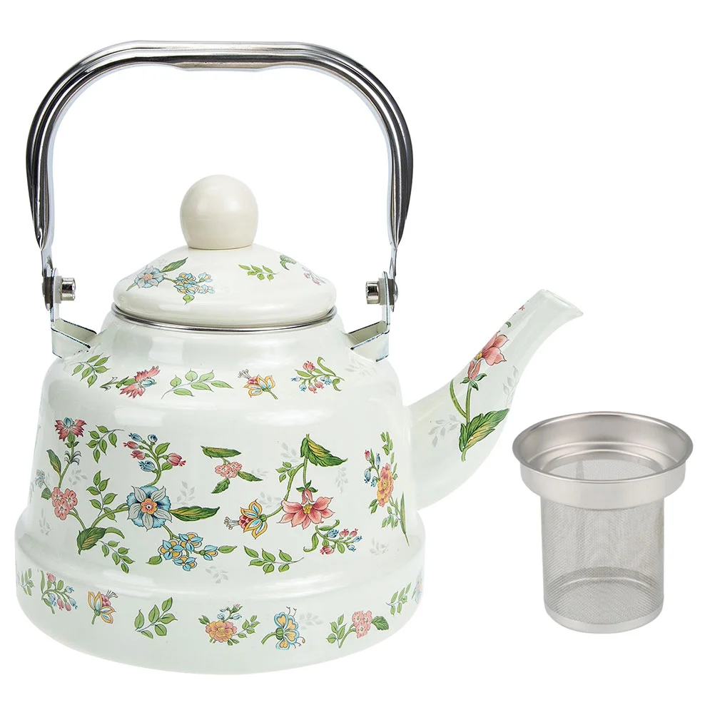 

Enamelware Reusable Enamel Stovetop Kettle Water Kettle Tea Pot for Kitchen Friends Camping
