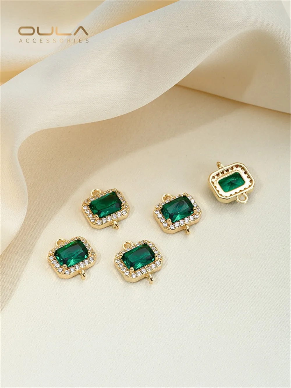 14K сумка золотая инкрустированная фианитами изумрудная оливковая зеленая