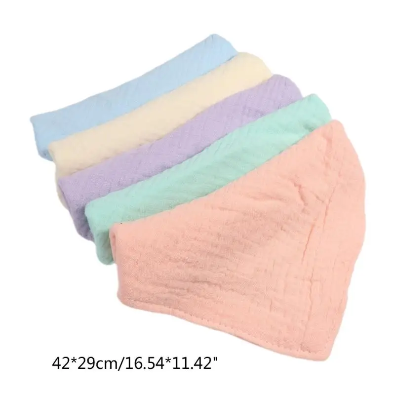 Burp Cloth Bib Baby Gauze Cotton Bibs Adjustable 2-Step Snap Button Drooling Bibs Skin Friendly Nursing Bibs Set 5pcs images - 6