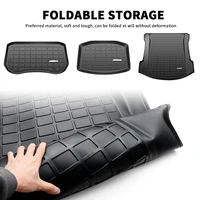 upgrade car front rear trunk storage mats trunk pads tpe rubber waterproof cargo tray protective pad for model 3 2017 2020 2021