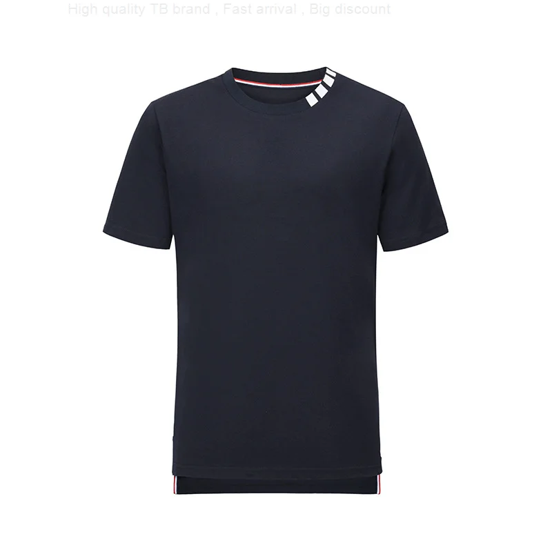 

Мужская футболка TB BROWN THOM 2023, летние модные брендовые Топы в стиле Харадзюку, хлопковые свитшоты в полоску с коротким рукавом и воротником