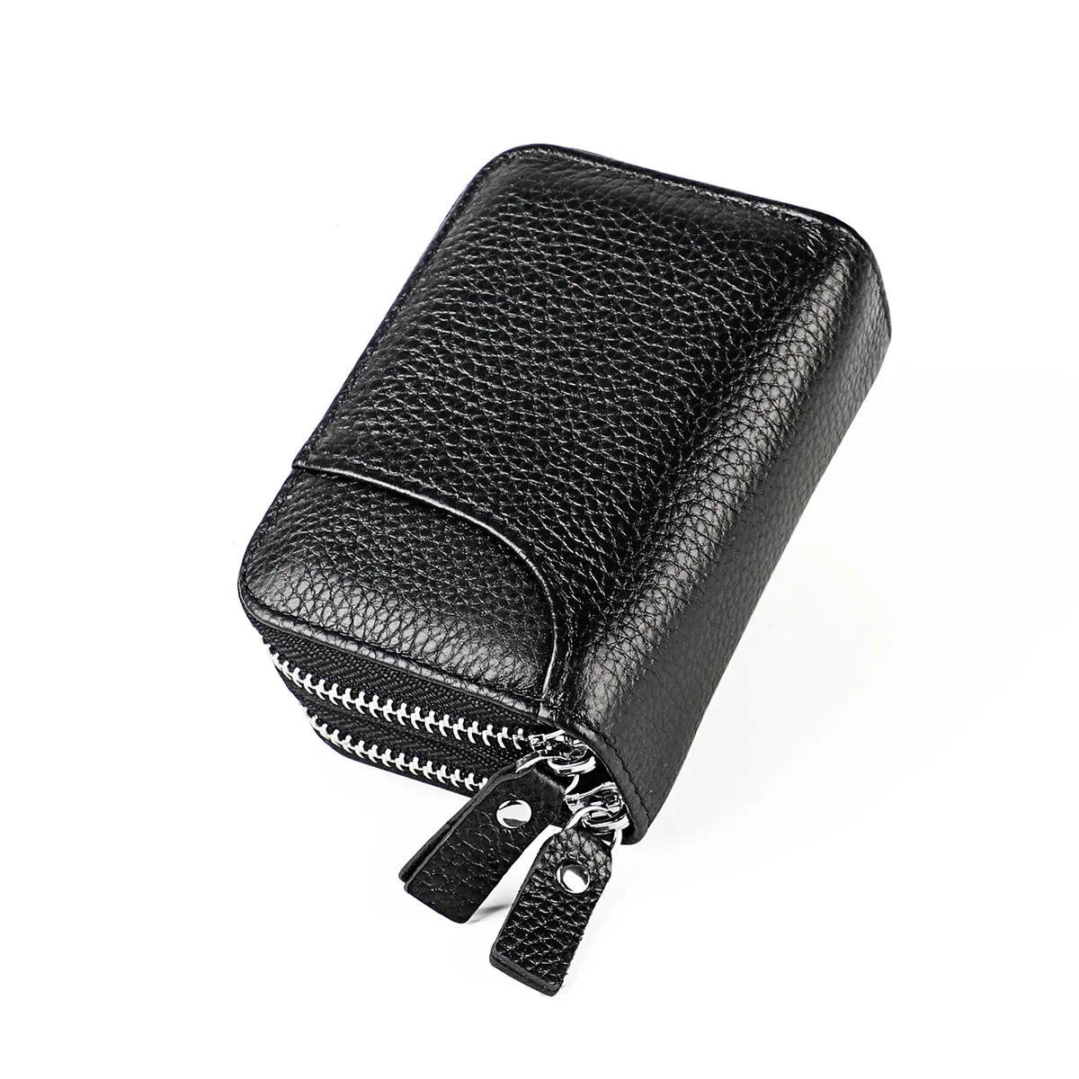 Women Card Holder Double Zipper Female Credit Card Wallet Case Genuine Leather 2023 Money Card Bag Multiple Slots Clip Wallet