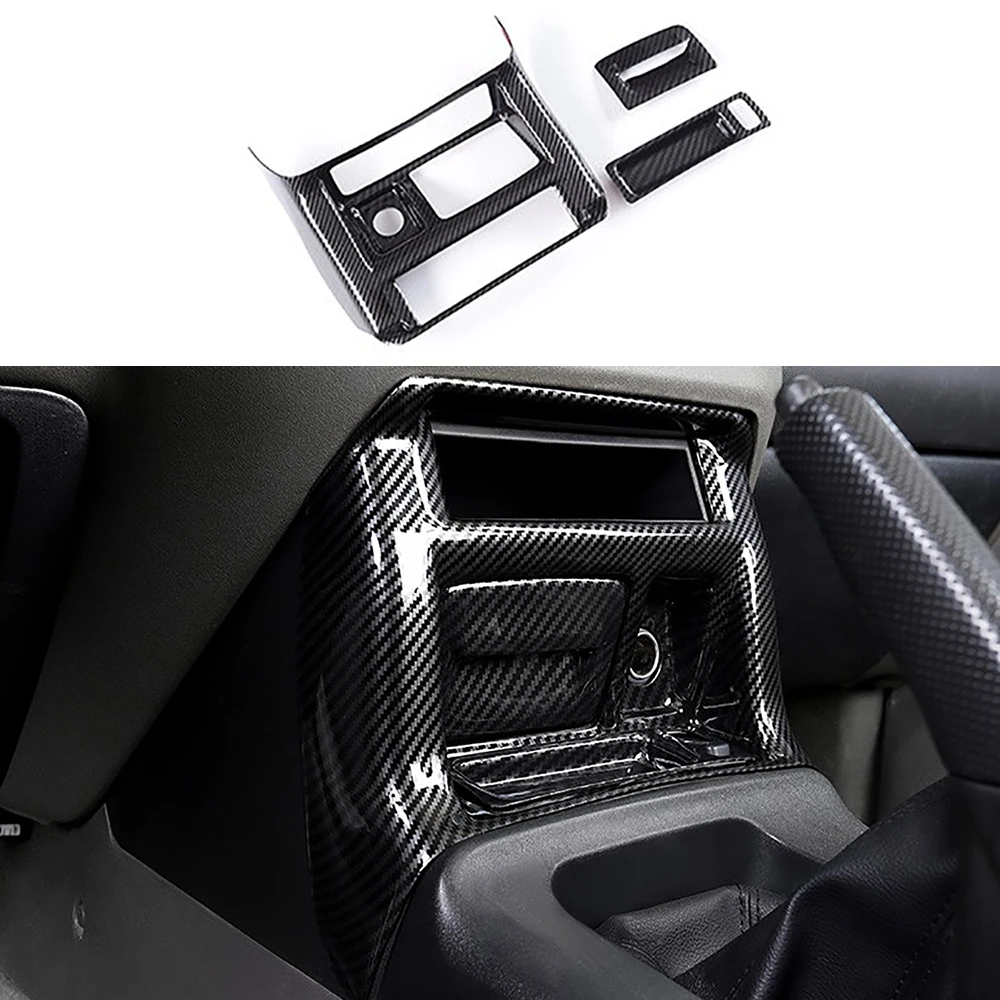 3Pcs Carbon Fiber Color Cigarette Lighter Panel Cover (Manual Transmission Car) Fit For Mitsubishi Pejero V73 V75 V77