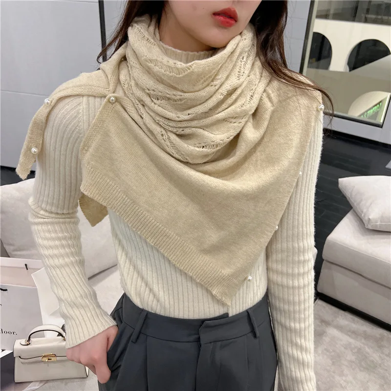 

Winter Warmer Shawl for Women Knitted Fake Collars for Sweater Small Cape Female Half Shirt Detachable False Collar