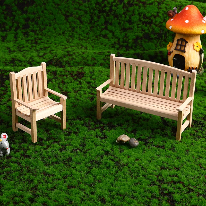 

1:12 Dollhouse Miniature Furniture Mini Wooden Park Bench Armchair Stool Garden Chair Modle Children Pretend Play Toys Kids Toy