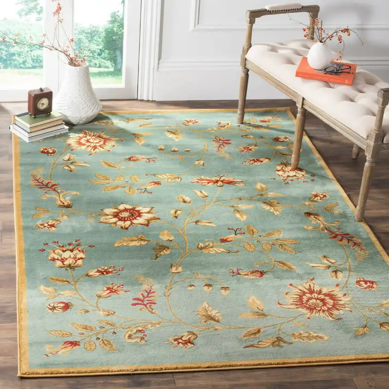 

Milo Floral Border Area Rug, Blue/Multi, 3'3 Mat Hallway runner rug Lord of the ring Rug Capybara Bathroom decorations and acces