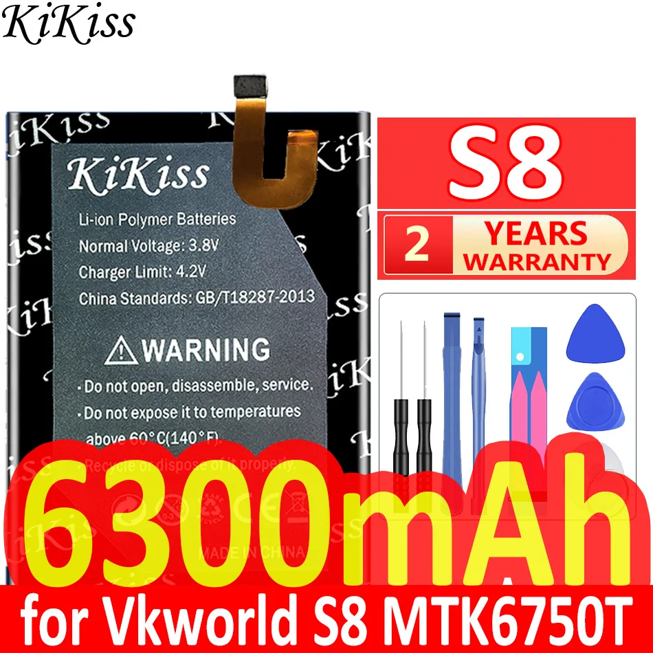 

KiKiss High Capacity Battery for Vkworld S8 VK7000 4G LTE MTK6750T IP68 Batteries + free tloos