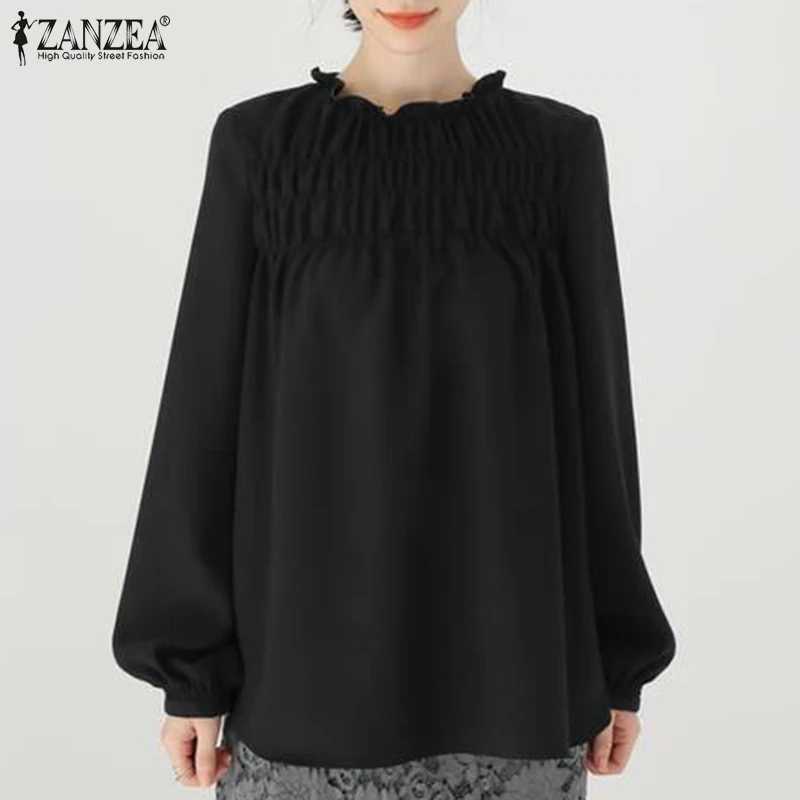 

Work Clubbing Casual Loose Shirts Bohemian Elegant Casual Retro Holiday Tops 2022 ZANZEA Spring Women Full Sleeved O-Neck Blouse