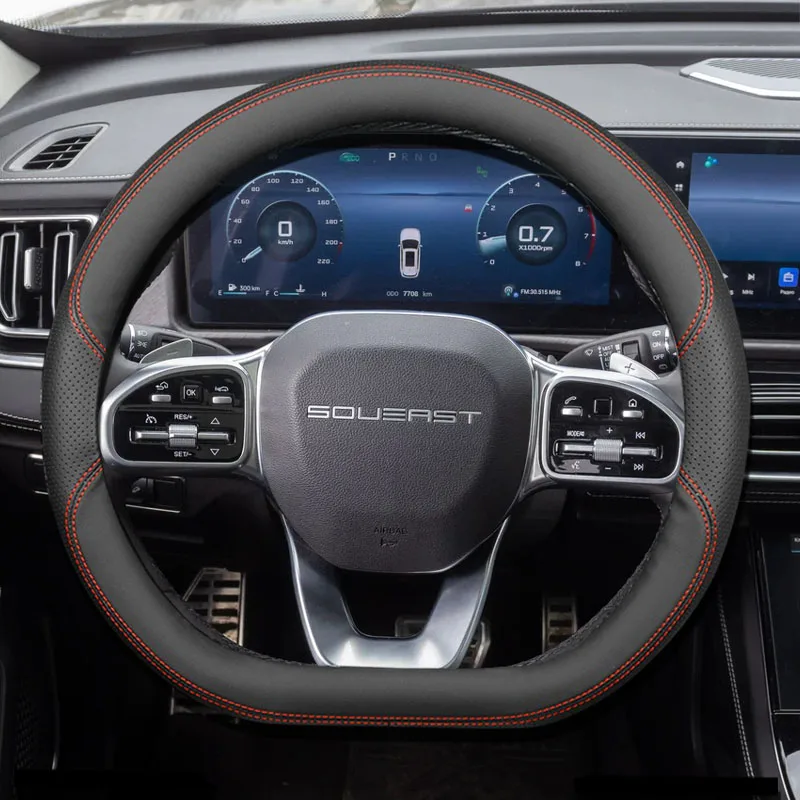 

Ультратонкий кожаный нескользящий чехол на руль автомобиля для Soueast S07 S09 2024 2025, удобный чехол с ручкой, аксессуары для интерьера