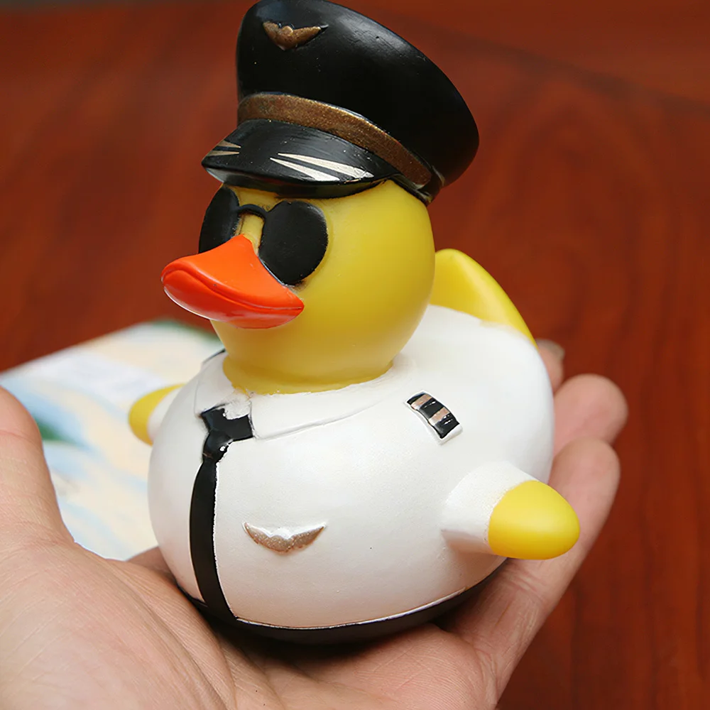 

1pc creative cartoon shower floating baby toy swimming adorable baby shower toy rubber duck cute pilot duck bathroom water toy