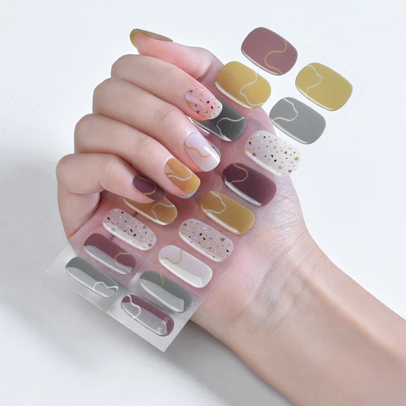 

2023New Arrival Shiny Nail Art Sticker Multicolor Self Adhesive Manicure Decoracion Women Semi Cured Gel Nail Stickers for Party