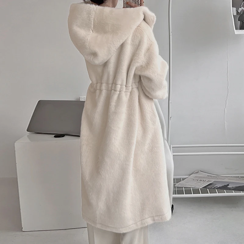 2022 Women Parka Winter Clothes New Mink Fur Faux Fur Coat Thick Warm Long Fur Jacket Hooded Overcoat Plush Coat Winter Coats