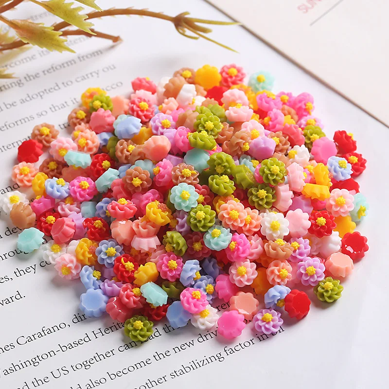 Wholesale 1000pcs 3D Flower Nail Art Resin Accessories Mix Colors Nail Parts Gems 3D Nail Charms DIY Nails Crafts Decoration