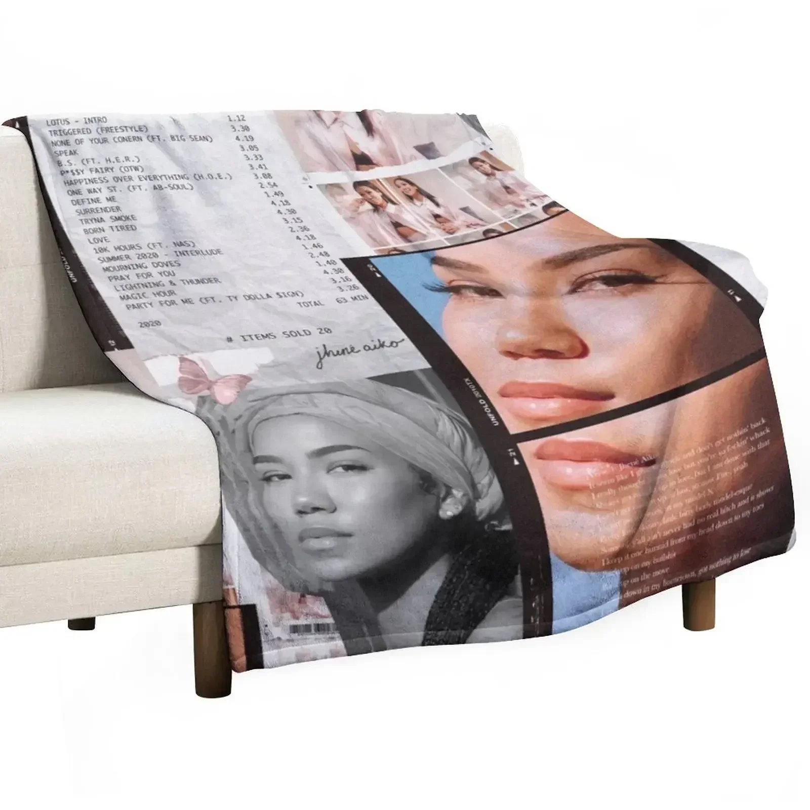 Одеяло с коллажем Jhené мягкие туристические одеяла в клетку