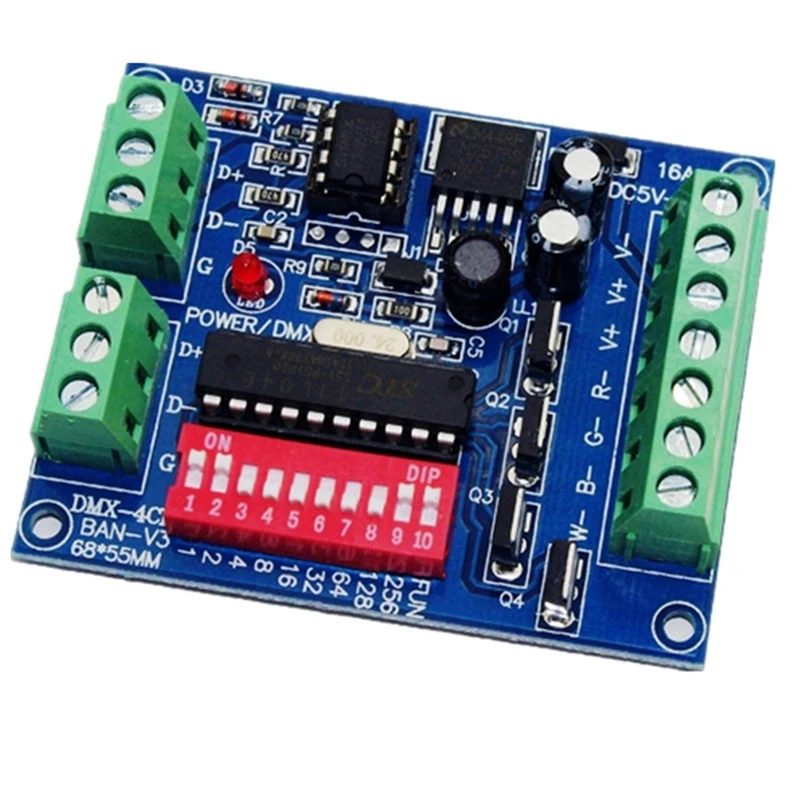 

4CH DMX 512 LED Decoder Controller 4Channel DMX-4CH-BAN-V3 DC5V -24V Dimmer For Strip