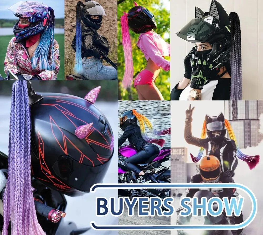 Косички для шлема модные косички хвост с присоской мотоцикла съемные аксессуары