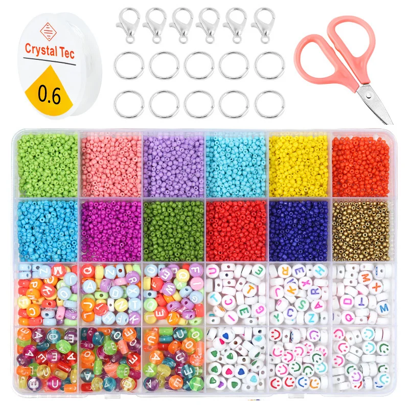 3mm Glass Seed Beads Set Letter Heart Bead Czech Charm Crystal Spacer Beads For Jewelry Making Bracelet Accessories Jewelry Kit