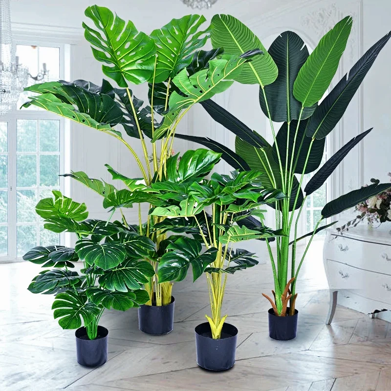 

Artificial Green Plant Potted Plants Decoration Home Large-scale Bonsai Fake Trees FloorDecorations Artificial TurtleBack Leaves
