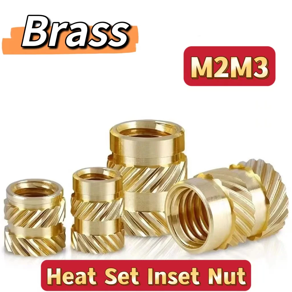 

Heat Set Insert Nuts Embed Parts Female Thread Brass Knurled Inserts Nut Pressed Fit into Holes for 3D Printing M2 M2.5M3 100Pcs