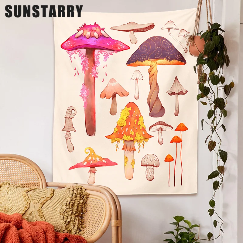 

Vintage Mushroom Tapestry Wall Hanging Illustration Reference Chart Tapestry Fungus Tapestry Colored Vertical Dorm Home Decor