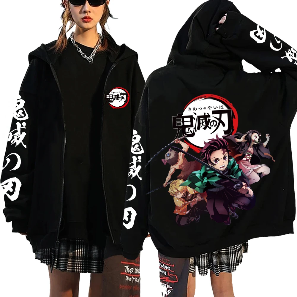 

Demon Slayer Zipper Sweatshirts Zip Up Hoodie Anime Hoodies Unisex Hip Hop Streetwear Nezuko Kamado Graphic Y2K Clothes Pullover