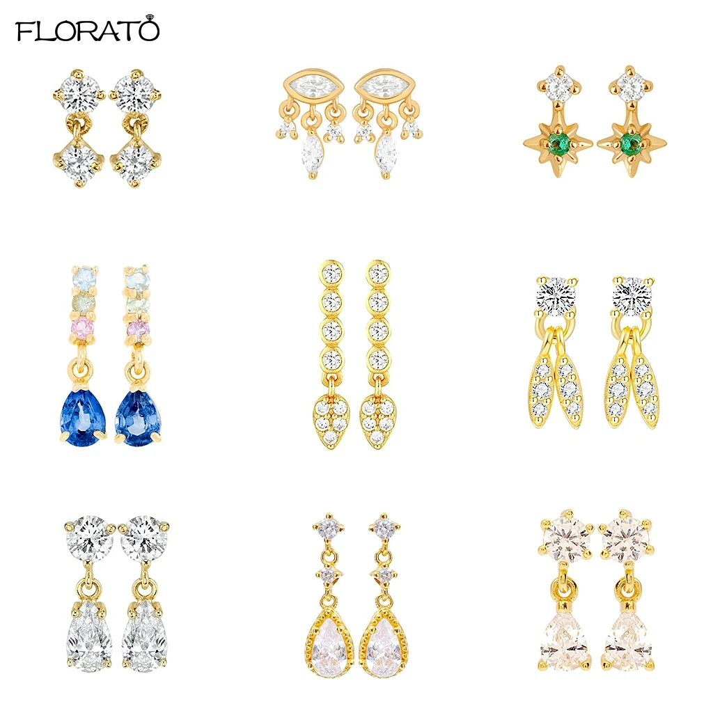 

White Zircon Water Drop Earrings for Women 925 Sterling Silver Ear Needle Crystal Stud Earrings Party Wedding Jewelry Gifts