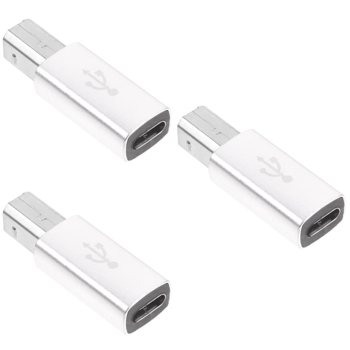 

3pcs Type Female to USB B Male Adapter Aluminium Alloy Type-c to Male Convert Adapter