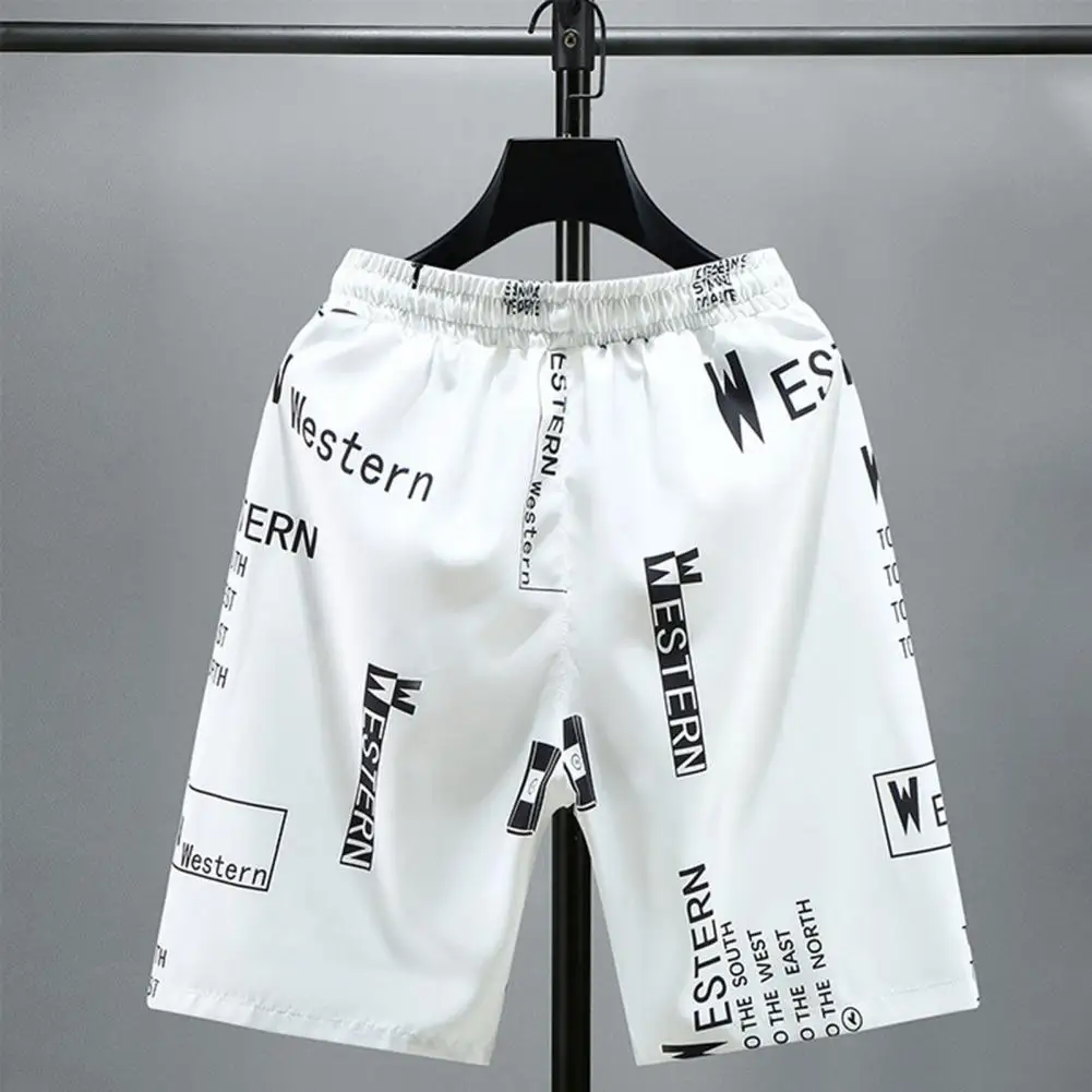 

Chic Men Shorts Quick Dry Men Knee Length Shorts Deep Crotch Jogging Exercise Knee Length Shorts Swimming